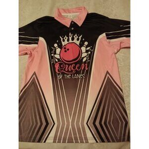 Queen Of The Lanes Bowling Shirt Size Medium Pink Black